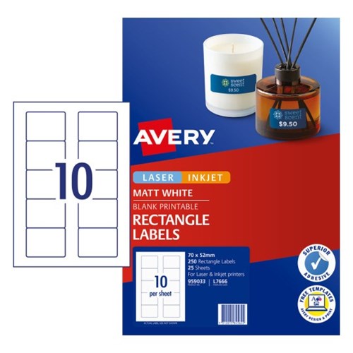 Avery L7666 Media Laser Labels 3.5 Disk Face Only 70x52mm Pack of 25